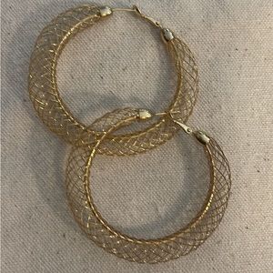 Gold cage, hoop, earrings